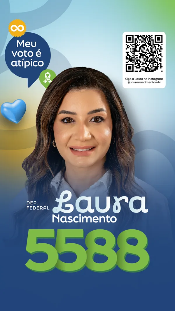 Santinho digital de Laura Nascimento com QR code